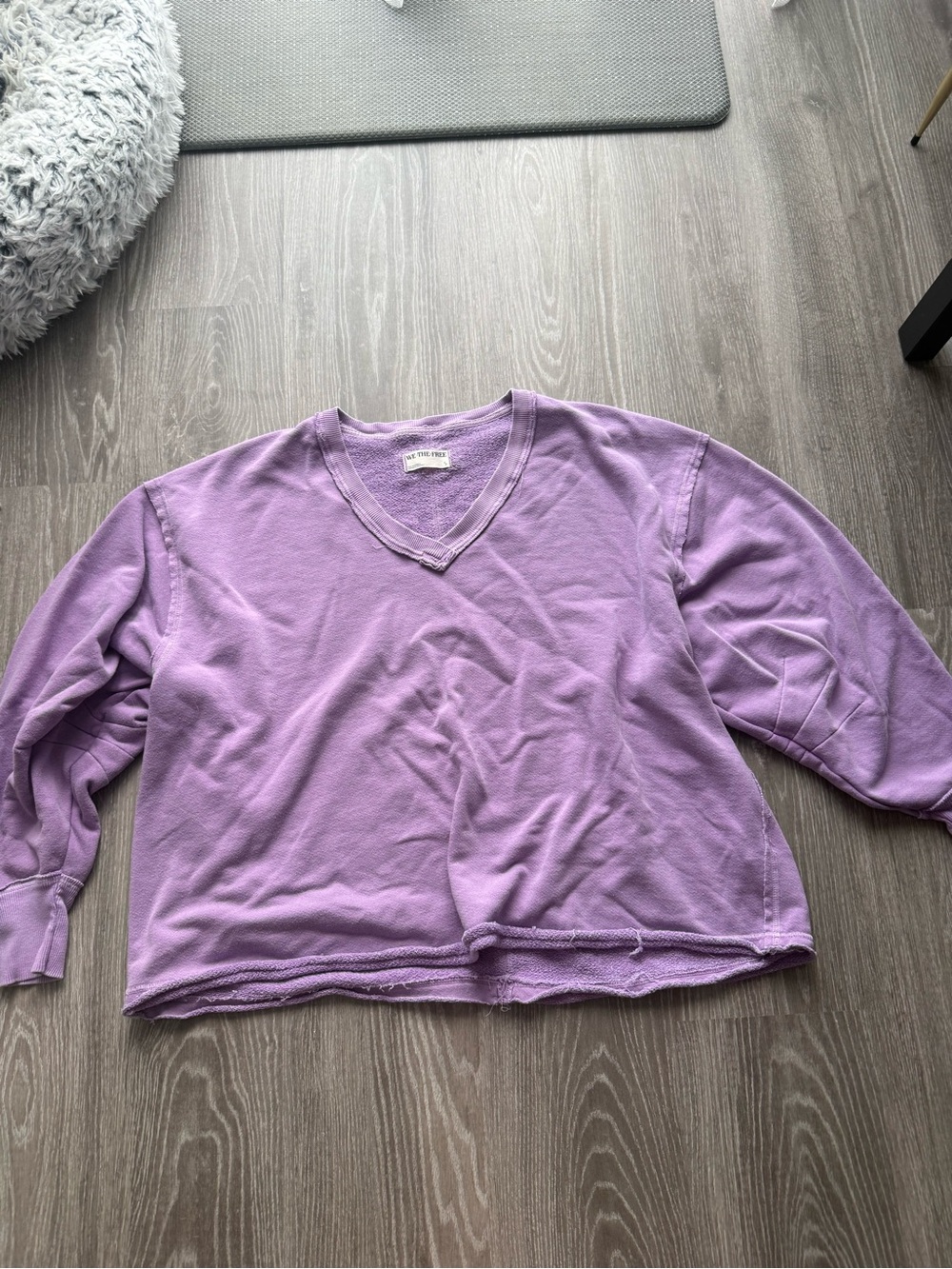 We The Free Lavender V-Neck Boxy Sweatshirt